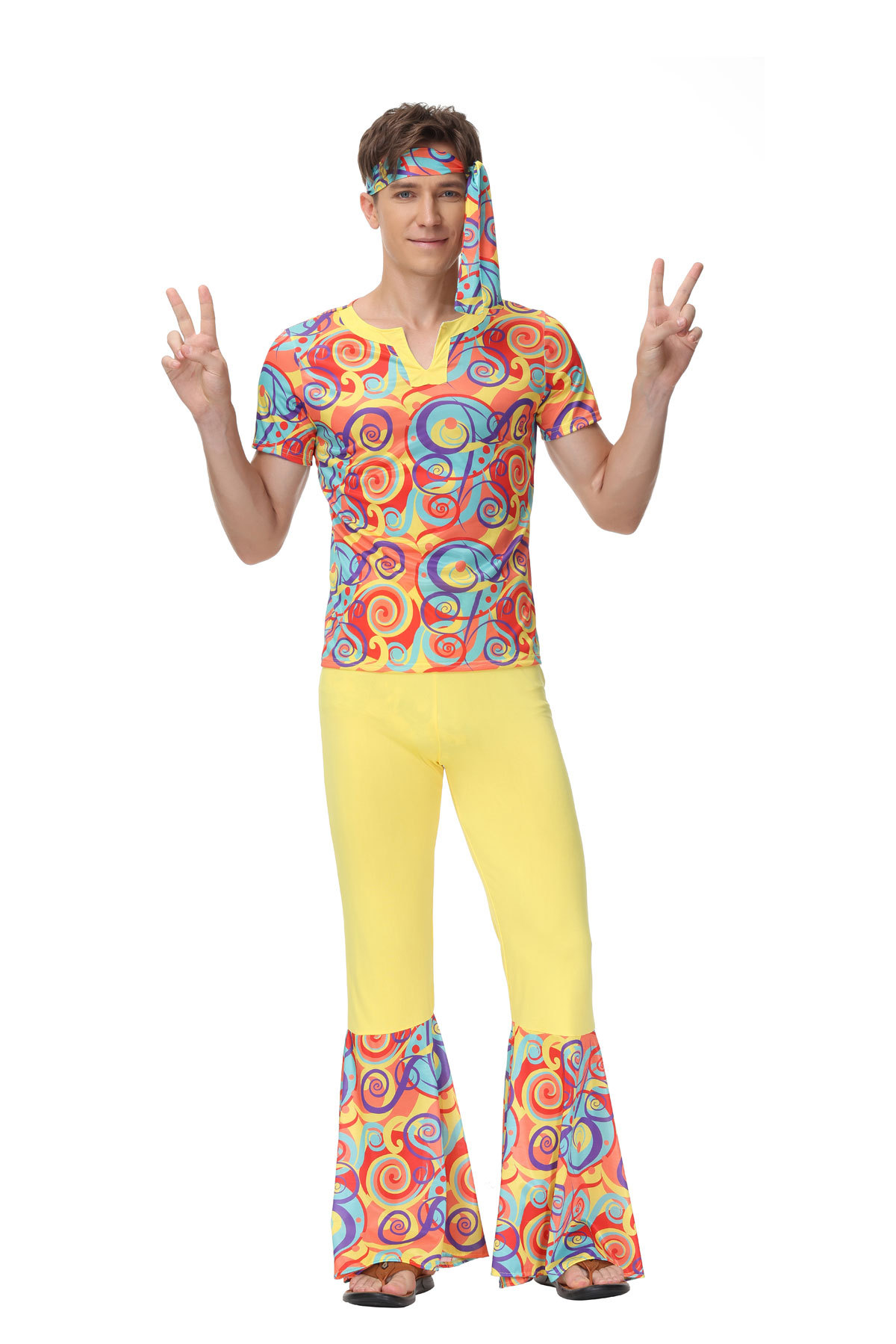 70s Retro Hippie Costume Set Halloween Disco Dance Performance Adult Costume